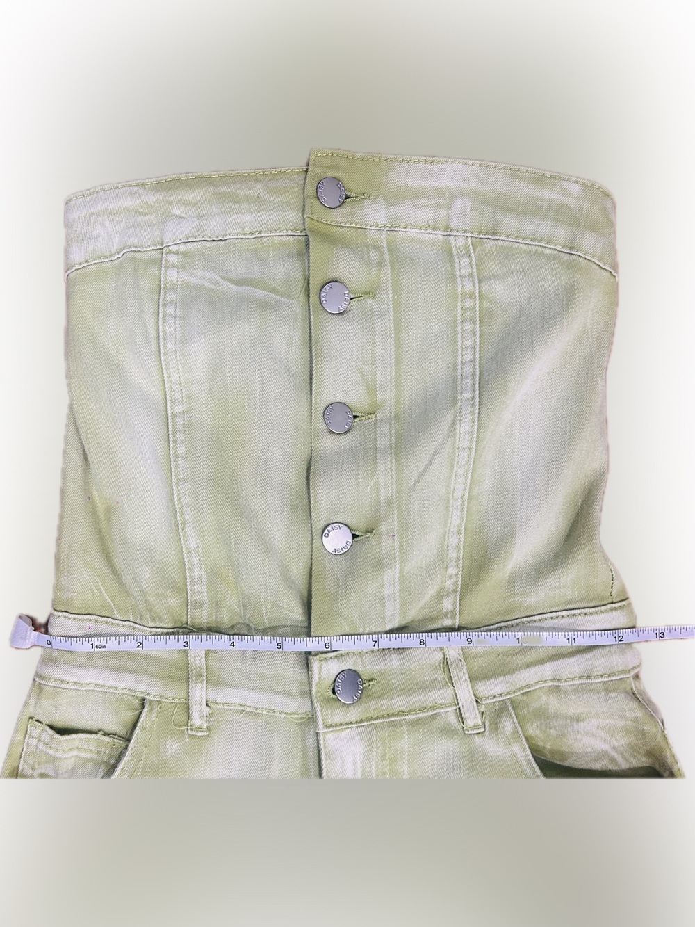 NWT Daisy SZ S Strapless Cargo Jumpsuit in Sage Green/Bust 24”-32” - Picture 5 of 9